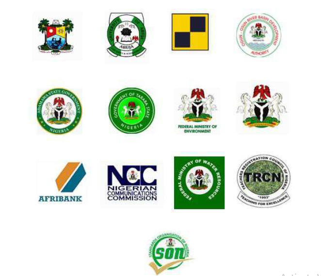 A collage of client logos